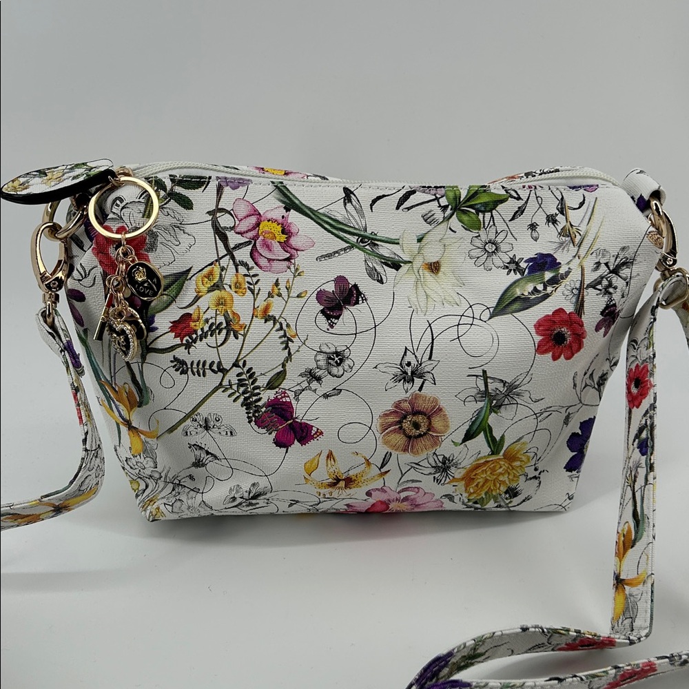 Imoshian Floral Spring Women's Shoulder Bag W Charm Adjustable Strap NWOT - Picture 3 of 9